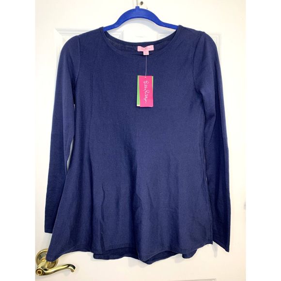 Lilly Pulitzer Sweaters - Lilly Pulitzer Long Sleeve Knit Ingle Sweater Navy Flared Hem Size XS - NWT